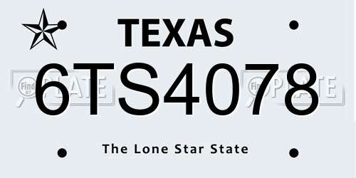 6TS4078 Texas License Plate