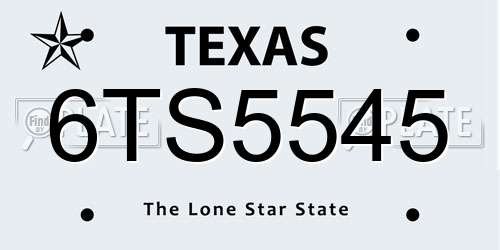 6TS5545 Texas License Plate