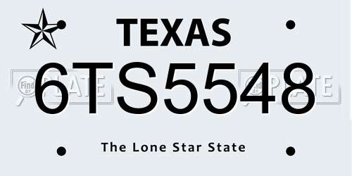 6TS5548 Texas License Plate