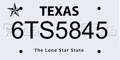6TS5845 Texas License Plate
