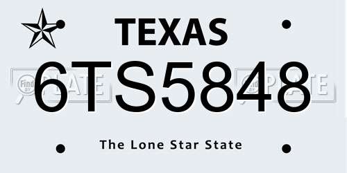 6TS5848 Texas License Plate