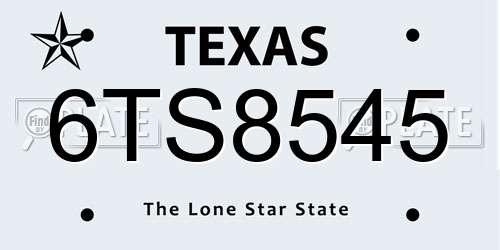 6TS8545 Texas License Plate
