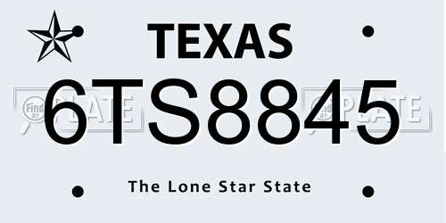 6TS8845 Texas License Plate