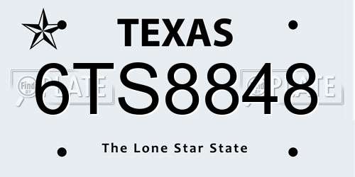 6TS8848 Texas License Plate