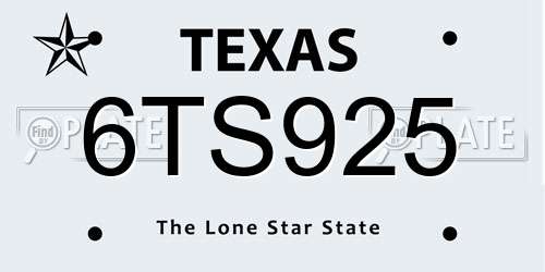 6TS925 Texas License Plate