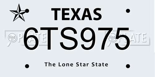 6TS975 Texas License Plate