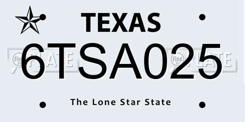 6TSA025 Texas License Plate