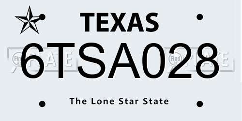 6TSA028 Texas License Plate