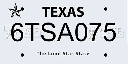 6TSA075 Texas License Plate
