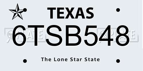 6TSB548 Texas License Plate