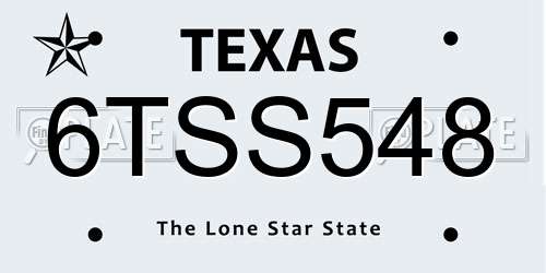 6TSS548 Texas License Plate