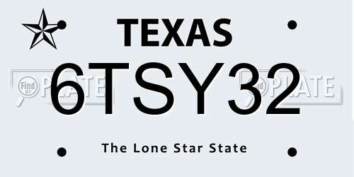 6TSY32 Texas License Plate