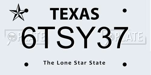 6TSY37 Texas License Plate