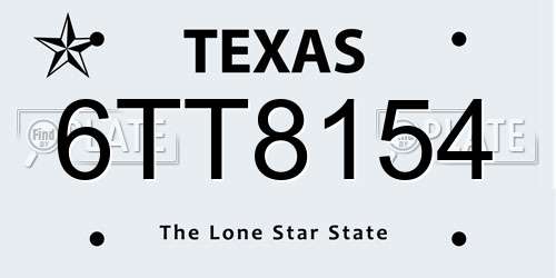 6TT8154 Texas License Plate