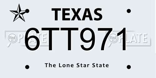 6TT971 Texas License Plate