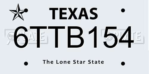 6TTB154 Texas License Plate
