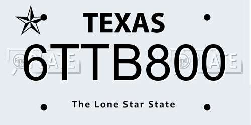 6TTB800 Texas License Plate