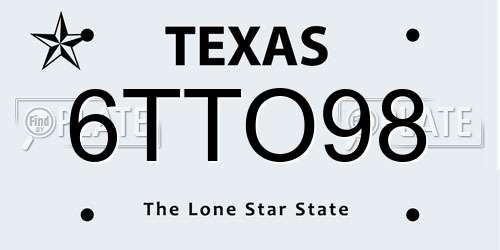 6TTO98 Texas License Plate