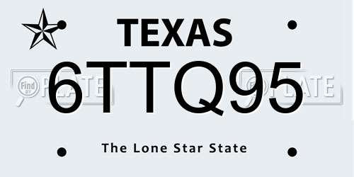 6TTQ95 Texas License Plate