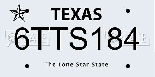 6TTS184 Texas License Plate