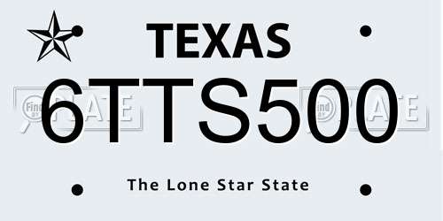 6TTS500 Texas License Plate