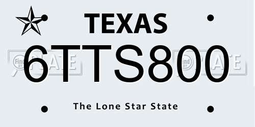 6TTS800 Texas License Plate