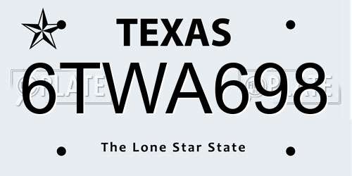 6TWA698 Texas License Plate