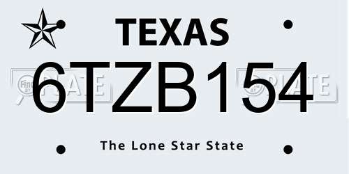 6TZB154 Texas License Plate