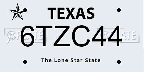 6TZC44 Texas License Plate