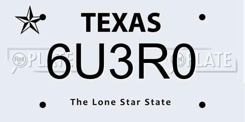 6U3R0 Texas License Plate