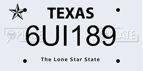 6UI189 Texas License Plate