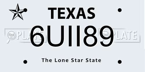 6UII89 Texas License Plate