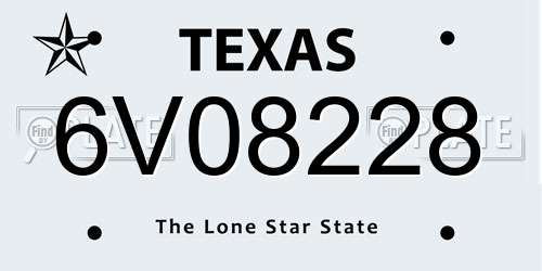 6V08228 Texas License Plate