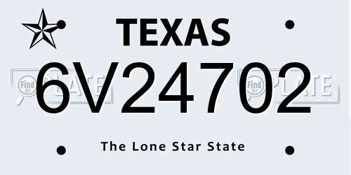 6V24702 Texas License Plate