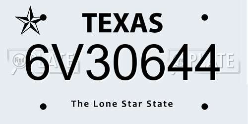 6V30644 Texas License Plate