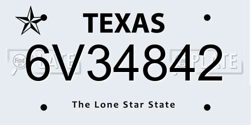 6V34842 Texas License Plate