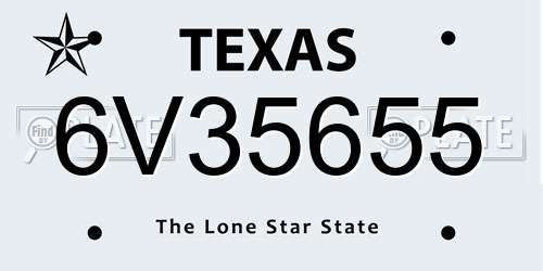 6V35655 Texas License Plate