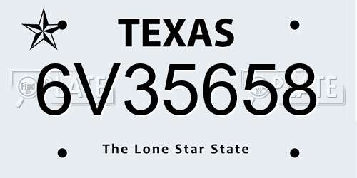6V35658 Texas License Plate