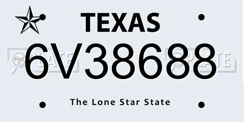 6V38688 Texas License Plate