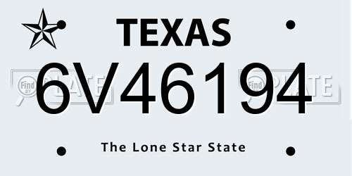 6V46194 Texas License Plate