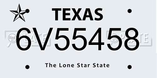 6V55458 Texas License Plate