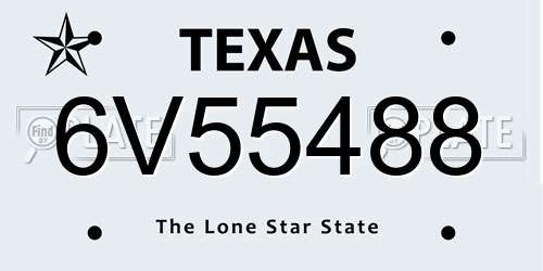 6V55488 Texas License Plate