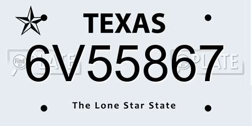 6V55867 Texas License Plate