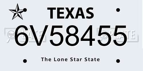 6V58455 Texas License Plate