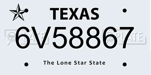 6V58867 Texas License Plate