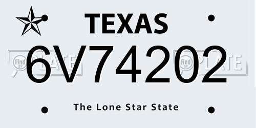 6V74202 Texas License Plate