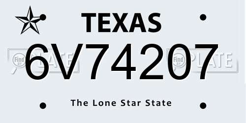 6V74207 Texas License Plate