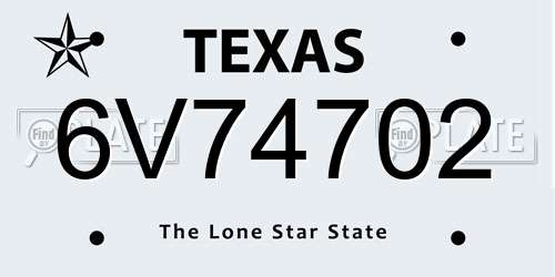 6V74702 Texas License Plate