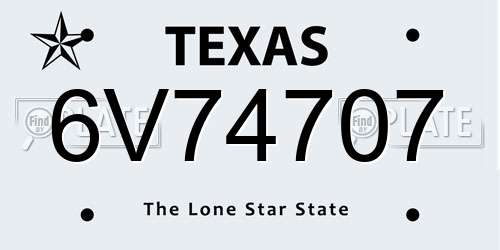 6V74707 Texas License Plate