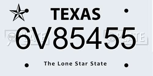6V85455 Texas License Plate